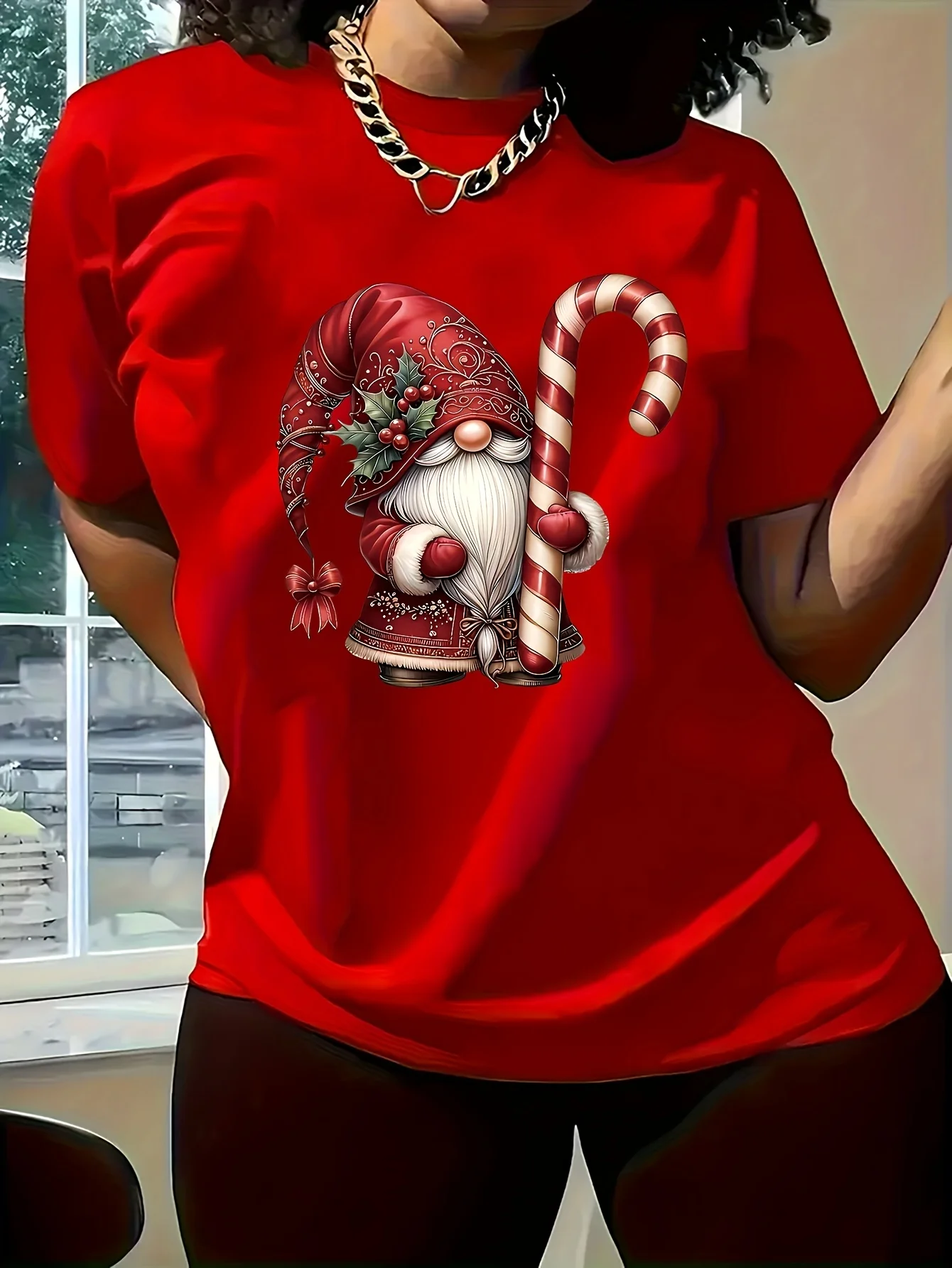 

3D Funny Santa Claus Printed Women's T-shirt Leisure Fashion O-neck Y2k Short Sleeve Top Street Hip Hop Christmas Party Clothing