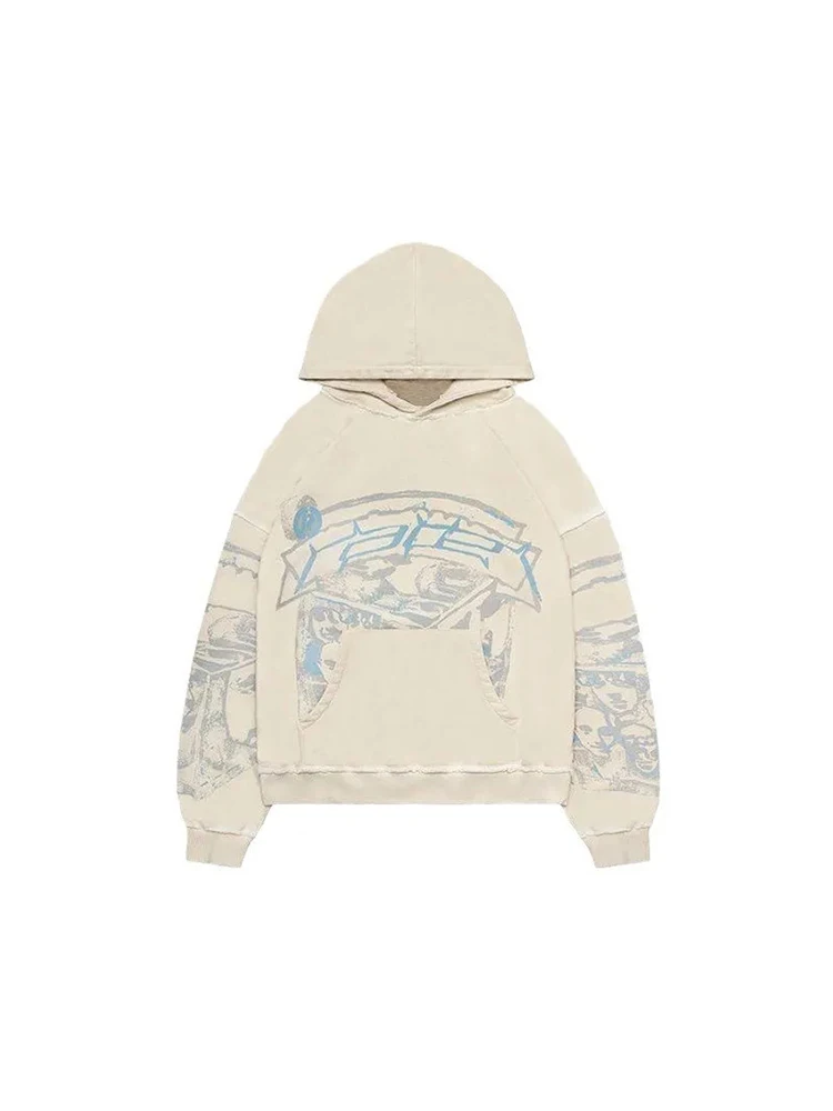 كنزات بغطاء رأس مع طباعة حروف للنساء ، كنزة رياضية وسراويل ، كنزة صوفية بانك ، كم طويل ، جيب ، كنزة رياضية هيب هوب ، معطف هاراجاكا ، بانك ، Y2K #6