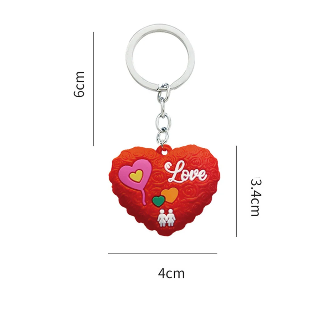 Pvc Red Heart Love Keychain Mini Couple Key Chains Car Bag Pendant