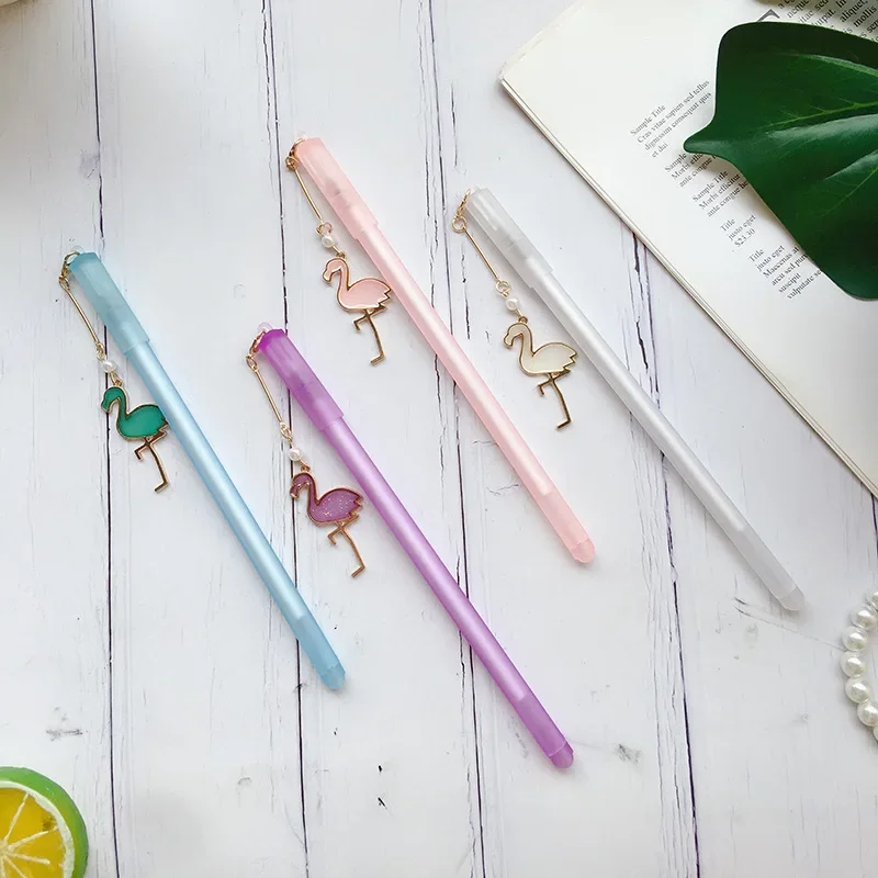 

36 шт., креативные мультяшные украшения, ручка с фламинго Xian Nv Bi Zhen Guan Bi, пластиковые студенческие гелевые ручки, канцелярские принадлежности Kawaii, школьные принадлежности