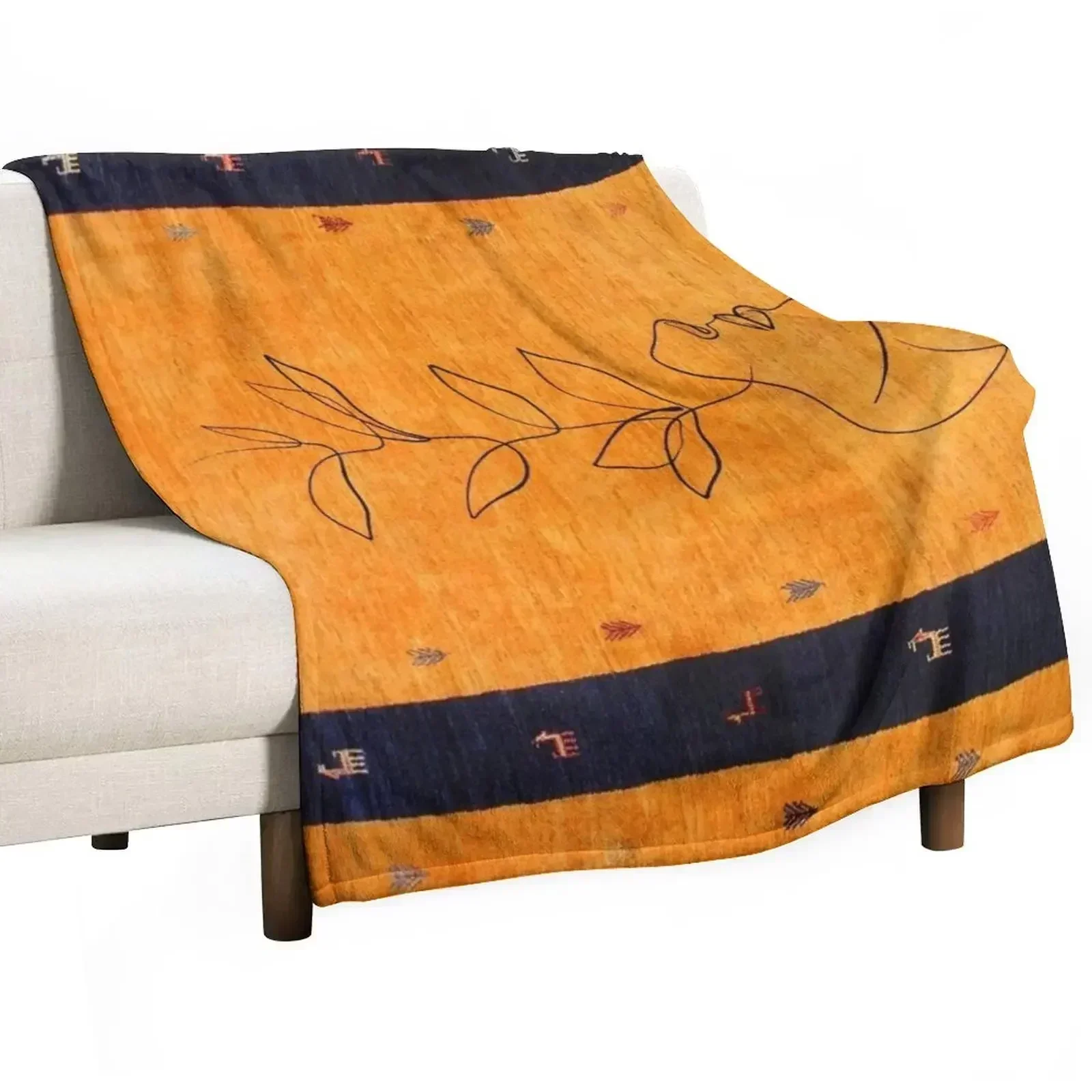 Traditional Moroccan Style Women Lady Line Artwork Throw Blanket Furry Luxury Brand Soft Plaid Shaggy Travel Large Blankets
