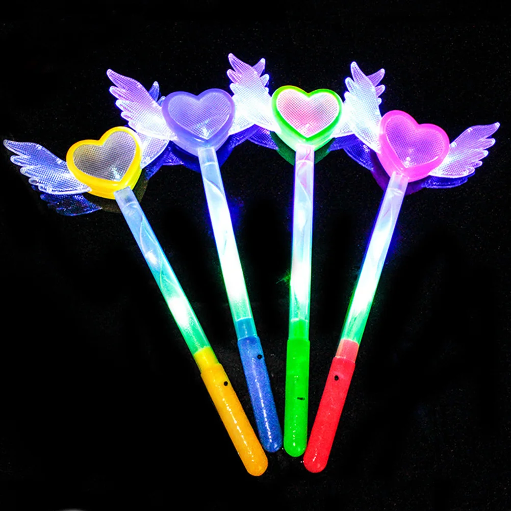 

4pcs Heart Sticks Flashing Light Light Sticks Hearts Flashing Stick Party Birthday Wedding Festival Decorations