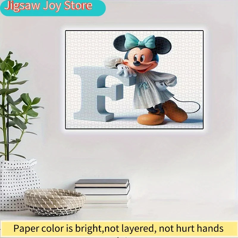 Disney  Paper Puzzle, DIY Puzzle, Minnie Cartoon Character, Letter F Shape, Adult Puzzle, Paper Puzzle, Suitable for Home Leis