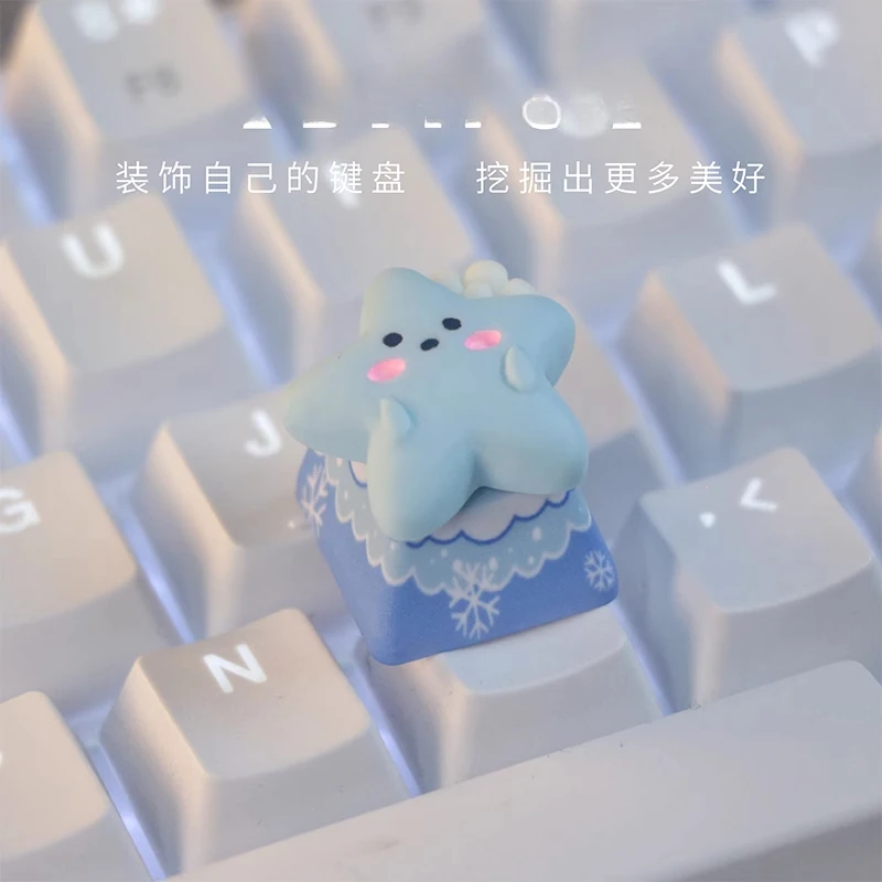 Personalized blue star keycap couple gift universal height cross axis mechanical keyboard universal