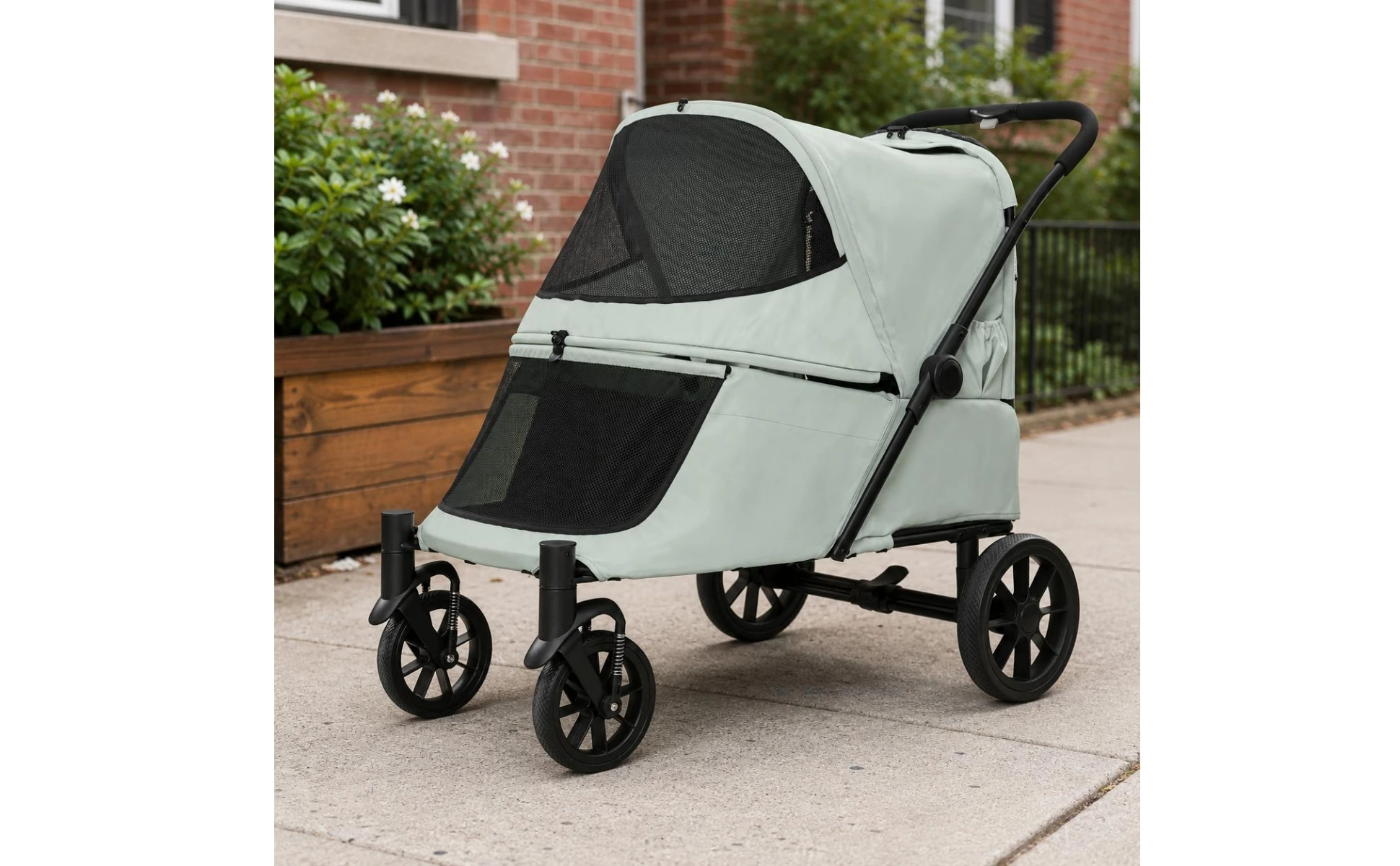 Folding Dog Stroller Single-Press Fold Soft-Sided Pet Stroller Ventilated