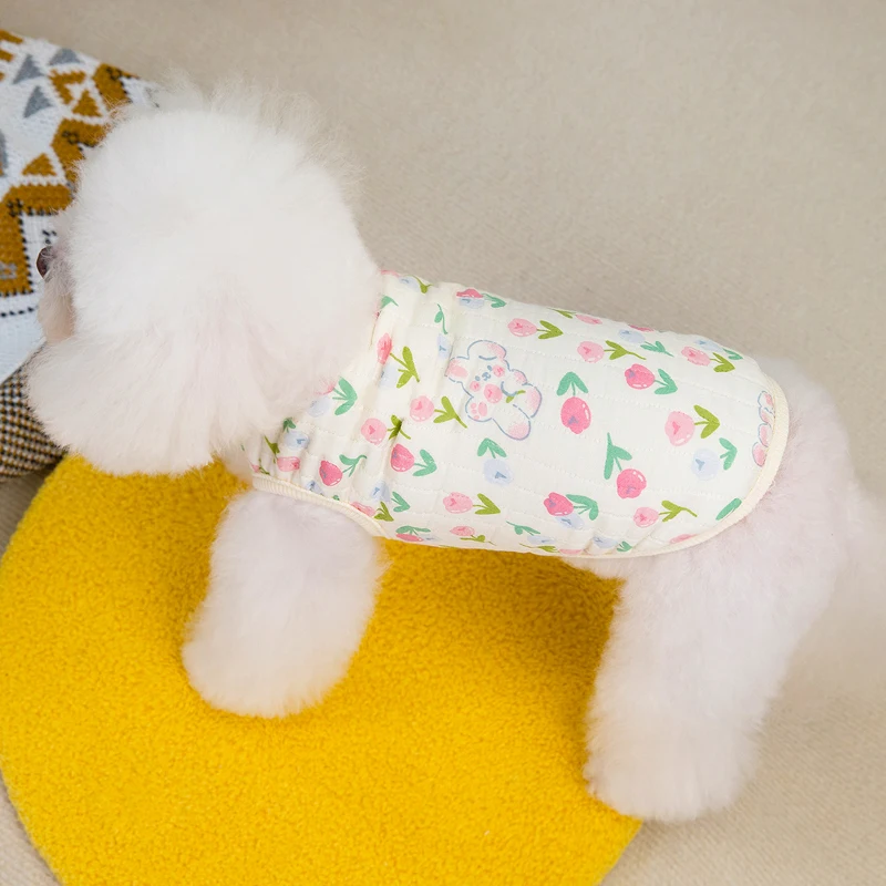 Coat Clothes For Little Dog Flower Pattern Dog Padded Vest Jacket Pet Clothing For Small Dogs Chiwawa Dog Coat Jacket Outfit XXL