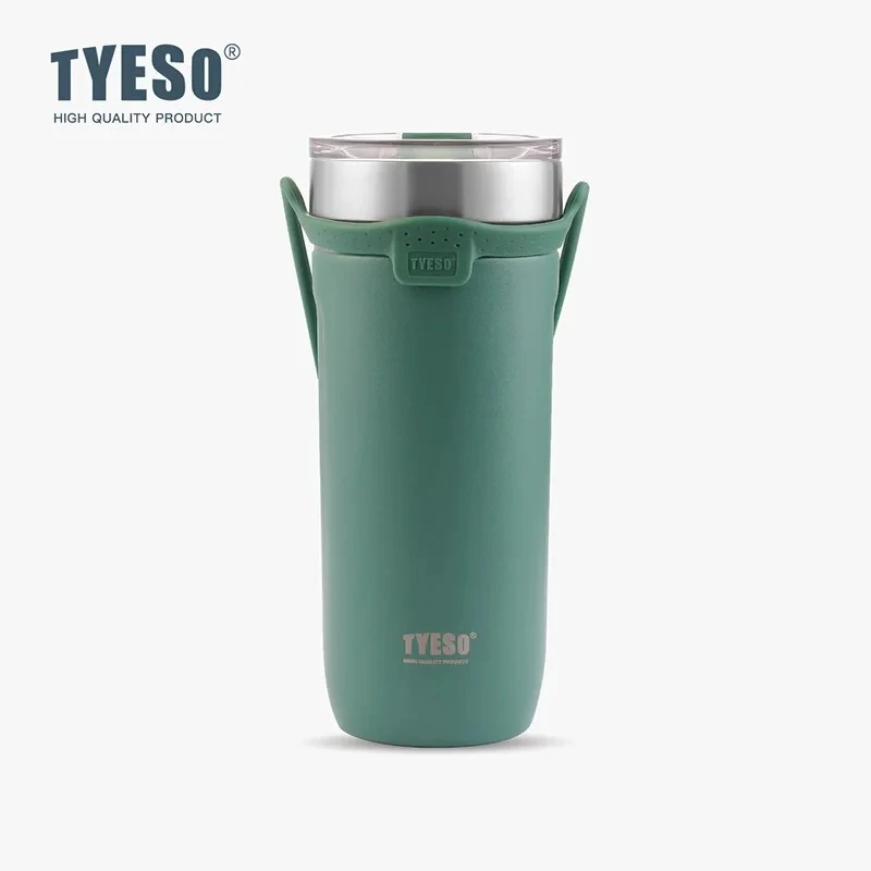 Vaso Térmico Tyeso de 710 ml con Doble Pared y Aislamiento al Vacío, Taza de Café de Acero Inoxidable con Pajita, Termo para Bebidas Frías y Calientes