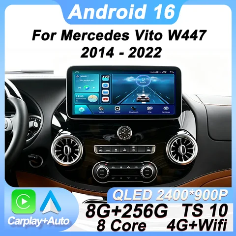 12.3 Inch Android 16 Car Radio For Benz Vito W447 2014 2015 - 2022 GPS Navigation DSP Wireless Carplay DVD FM BT Stereo Receiver