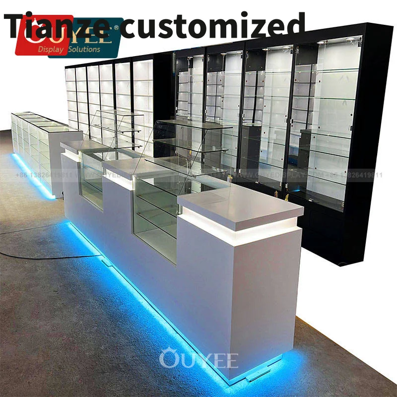 

Customized-New Decoration Wooden Cabinets Cigar Showcase Shop Display Fixtures Smoke Shop Furniture