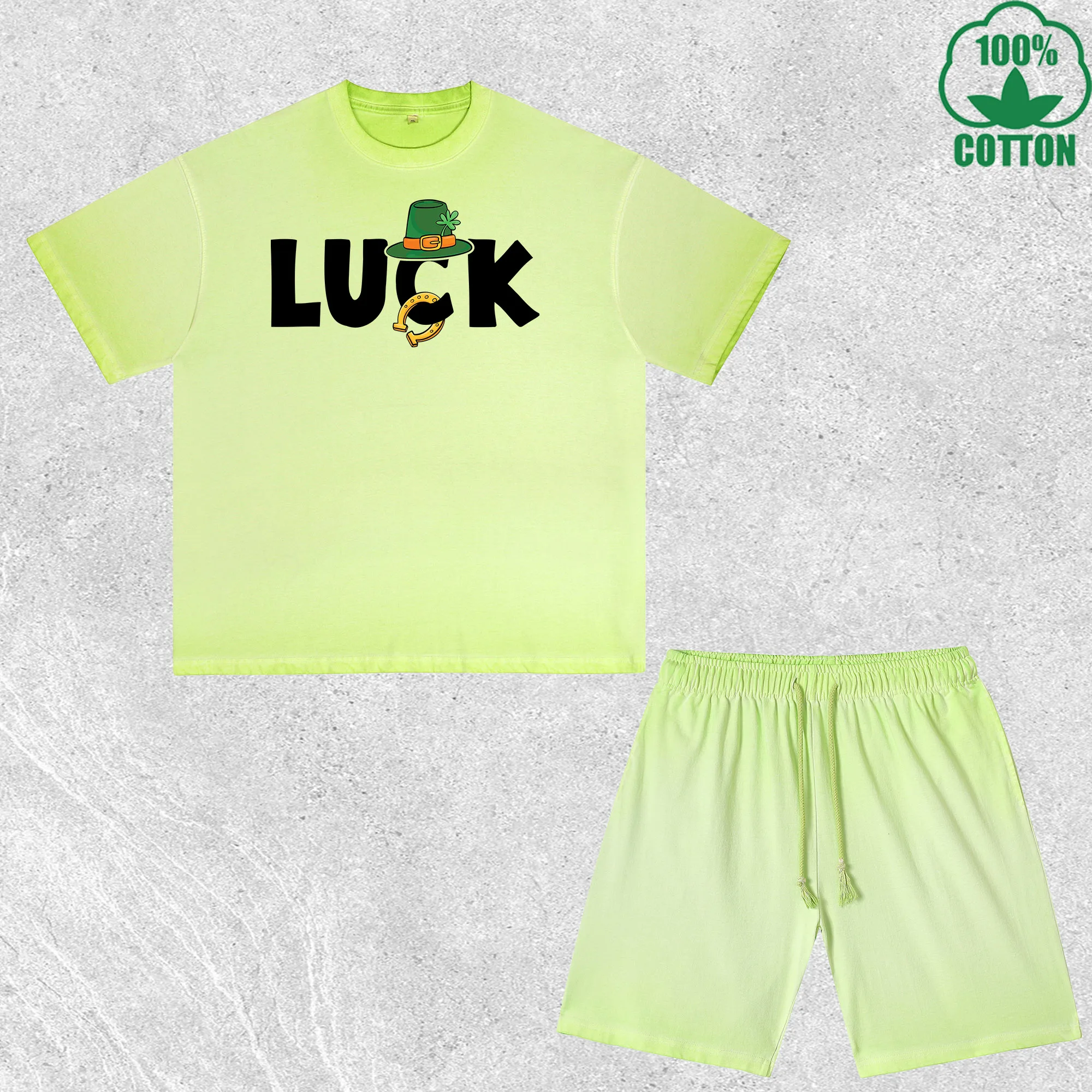 

Saint Patrick Printed Dirty Wash T-Shirt Shorts Set Multicolor Combo Loose Trendy Fashionable 100%Cotton Short Value Pack