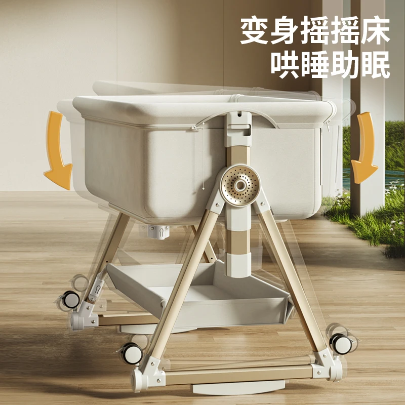 

Детская кроватка, подвижная складная портативная колыбелька, регулируемая высота, кровать размера «queen-size» для новорожденных