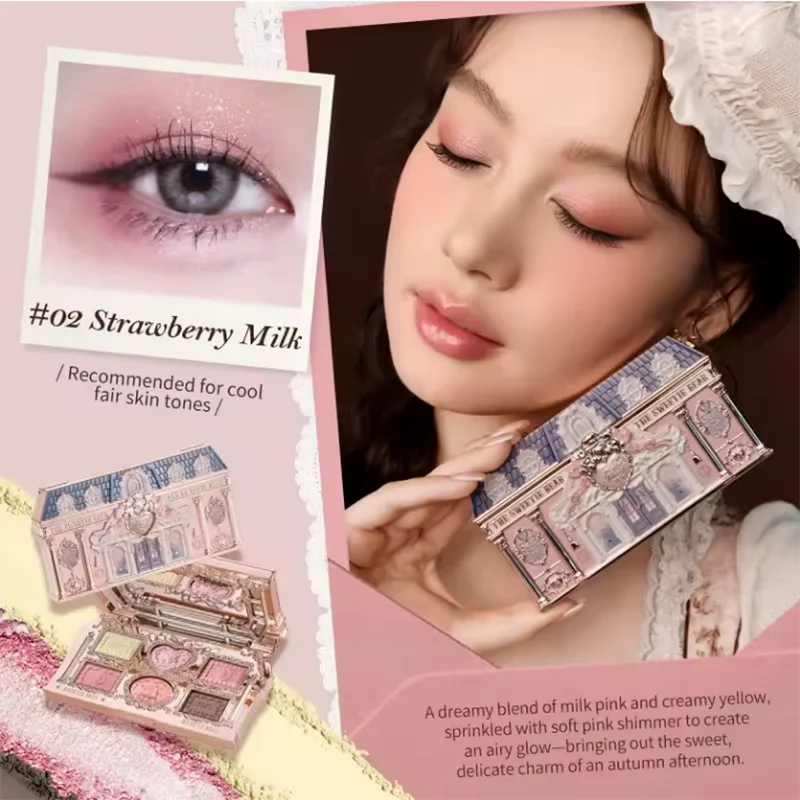 Flower Window Make-up Set Geschenkdoos Shimmer Matte Oogschaduw Palet Blush Langdurige Fluwelen Lipcrème met Zak Kit De Maquiagem