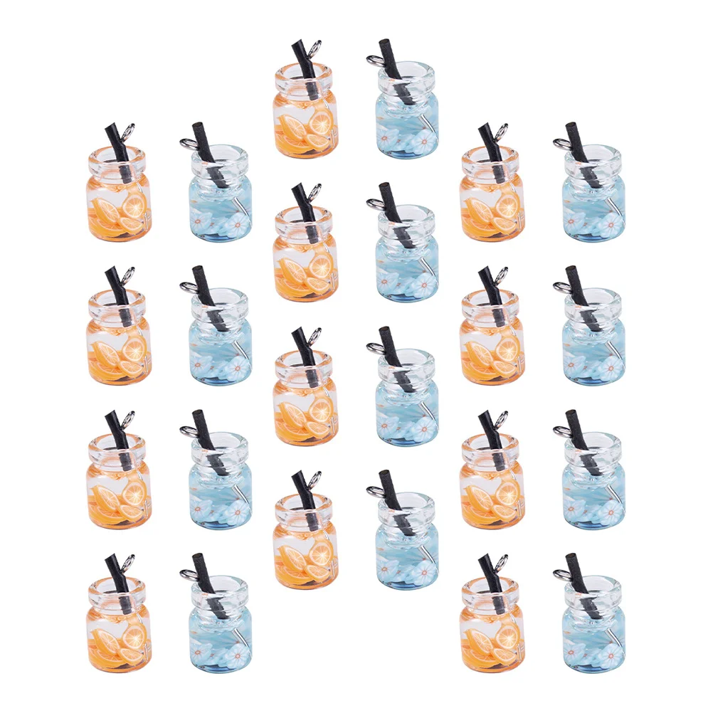 

30Pcs Mini Bottle Pendant DIY Charms Beverage Bottle Charms Jewelry Making Accessories Fruit Mini Jar Pendant Bulk