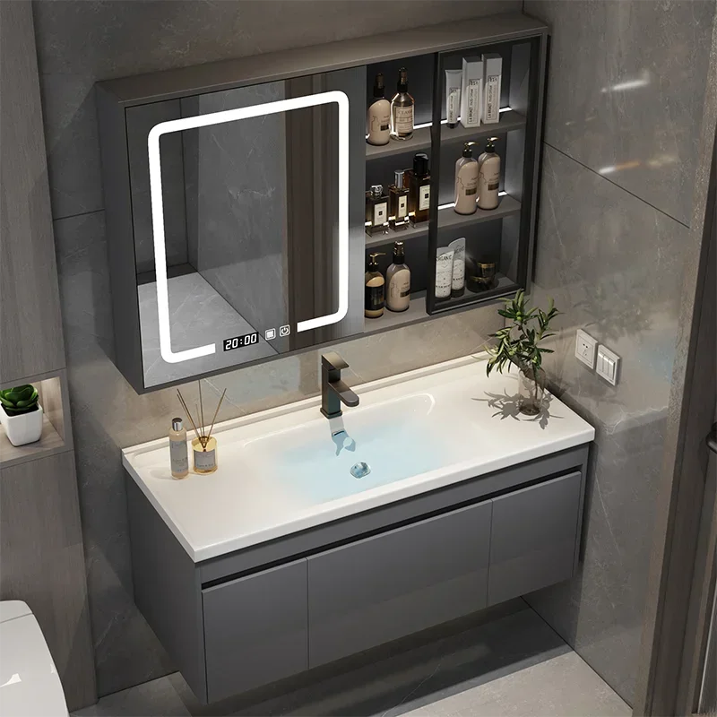 

Space Saver Washroom Cabinet Mirror Smart Armario De Banheiro Home Furniture Modern Organizer Bathroom Cabinets Drawers Sink