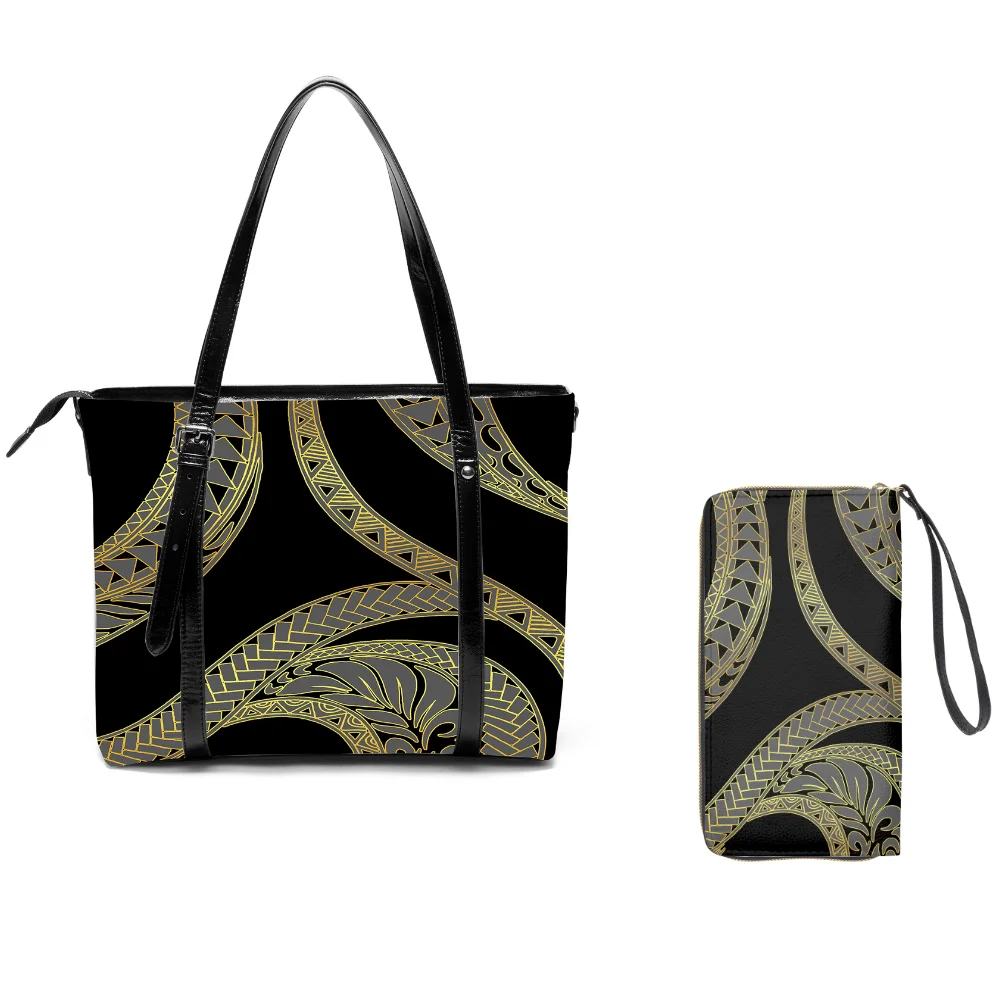 

Customizable Polynesian Sunset Satchel Palm Print Handbag & Wallet Set YearRound Beach Travel Lightweight Chic