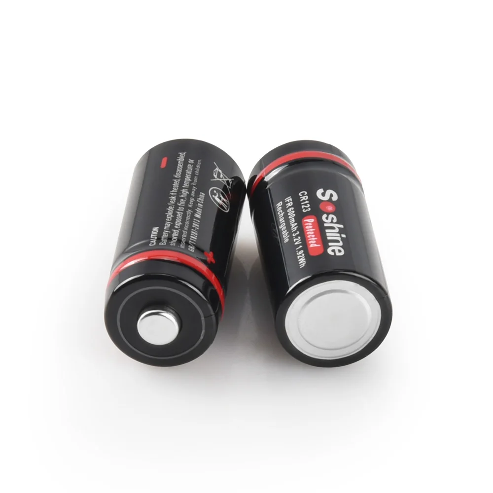 Soshine akumulator 3.2V LiFePO4 z chronioną baterią 3.2V 600mAh RCR123 16340 akumulatory LiFePO4 1000 cykl rozładowania
