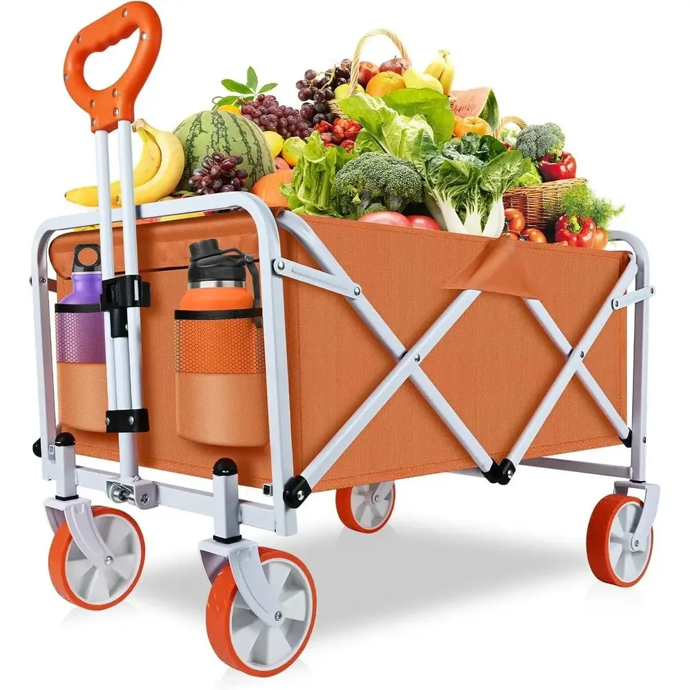 

Collapsible Heavy-Duty Utility Cart for Large Capacity Grocery Shopping, Outdoor Gardening, and Sports