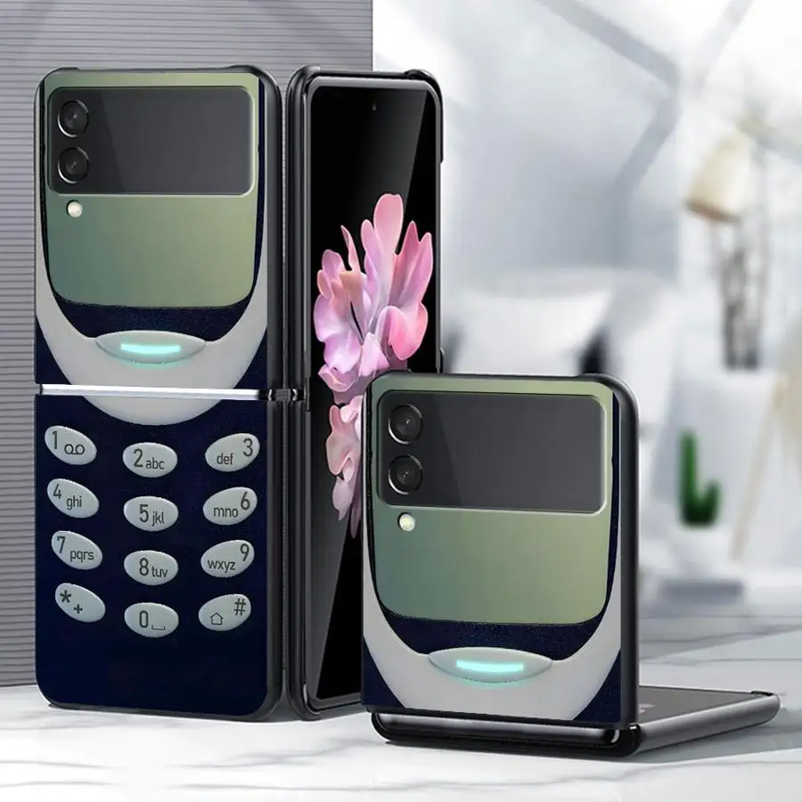 Retro Button Pattern Case for Samsung Galaxy Z Flip 8 Flip5 Flip7 FE Flip3 Flip6 Flip4 Z Flip 7 6 5 4 3 Phone Shell Funda