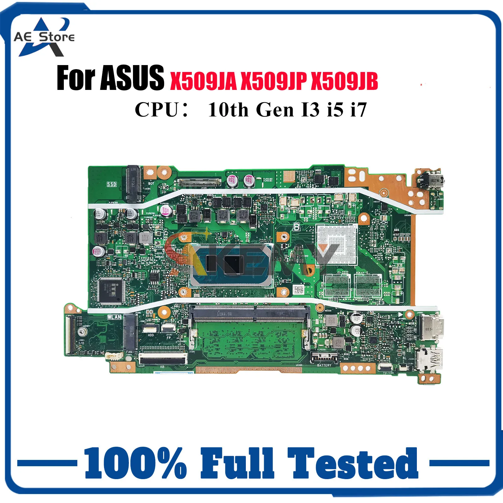 

X509JA Laptop Motherboard For ASUS X409J X509JB F509J A509J X509JP P1510CJA Mainboard 10th Gen I3 i5 i7 100% tests OK fast ship
