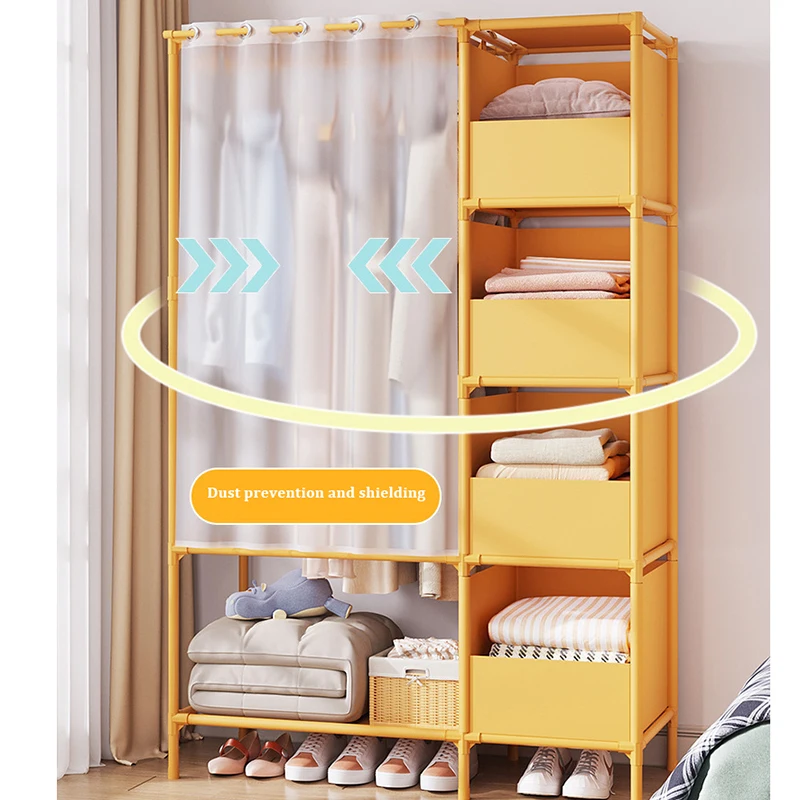 Large Capacity Mordern Simple Wardrobe With Dust-Proof Cloth Home Furniture Storage Rack Clothes Hanger For Bedroom