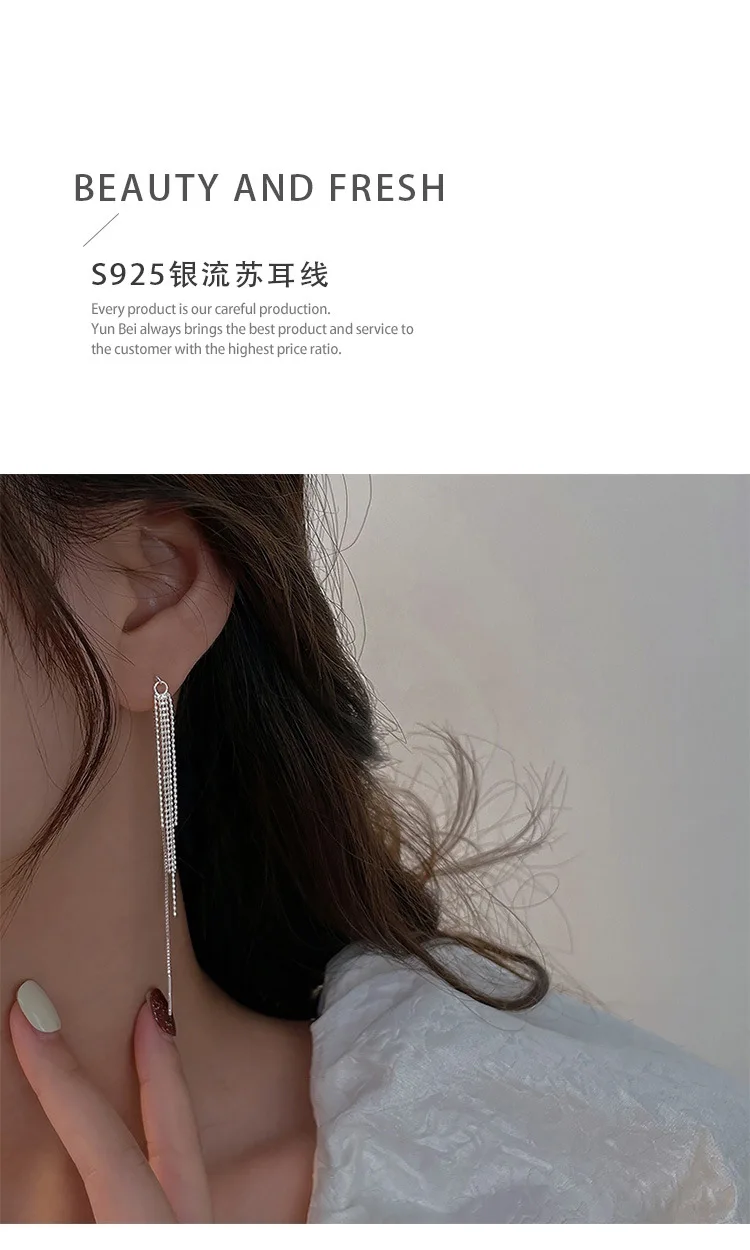 Ohrringe aus 925er-Sterlingsilber mit Quasten für Damen, Schmuck, Verlobung, Piercing, Großhandel, Zubehör, verhindert Allergien, Geld 925 – Detail 11