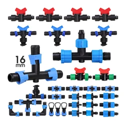 16MM taśma kroplująca złącze blokady łącznik do podlewania rur odcinający łokieć równe wtyk końcowy dla ogrodów wąż do nawadniania stawów