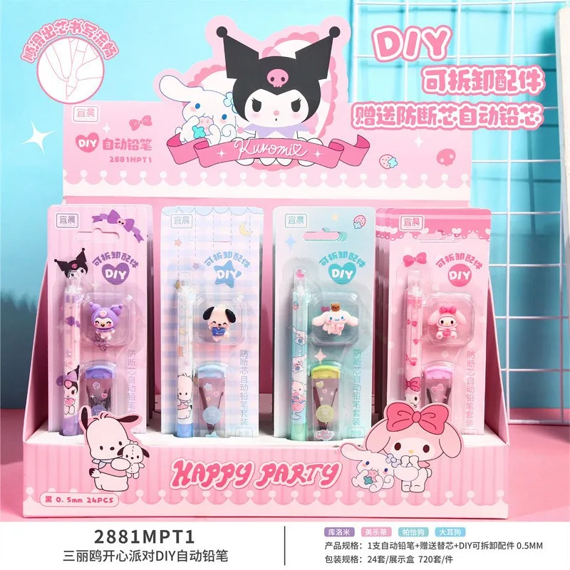 Sanrio Diy Activity Pencil Cartoon Cute Press Activity Pencil Send Pen Refill Student School Stationery Supplies Wholesale