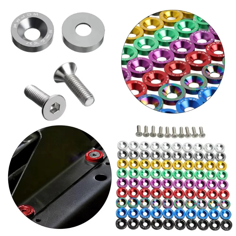 1/2Set Aluminum Fender Screw Washers Bolts For Automobile Fender Headlight Bumper Car Modified Fasteners Aluminum