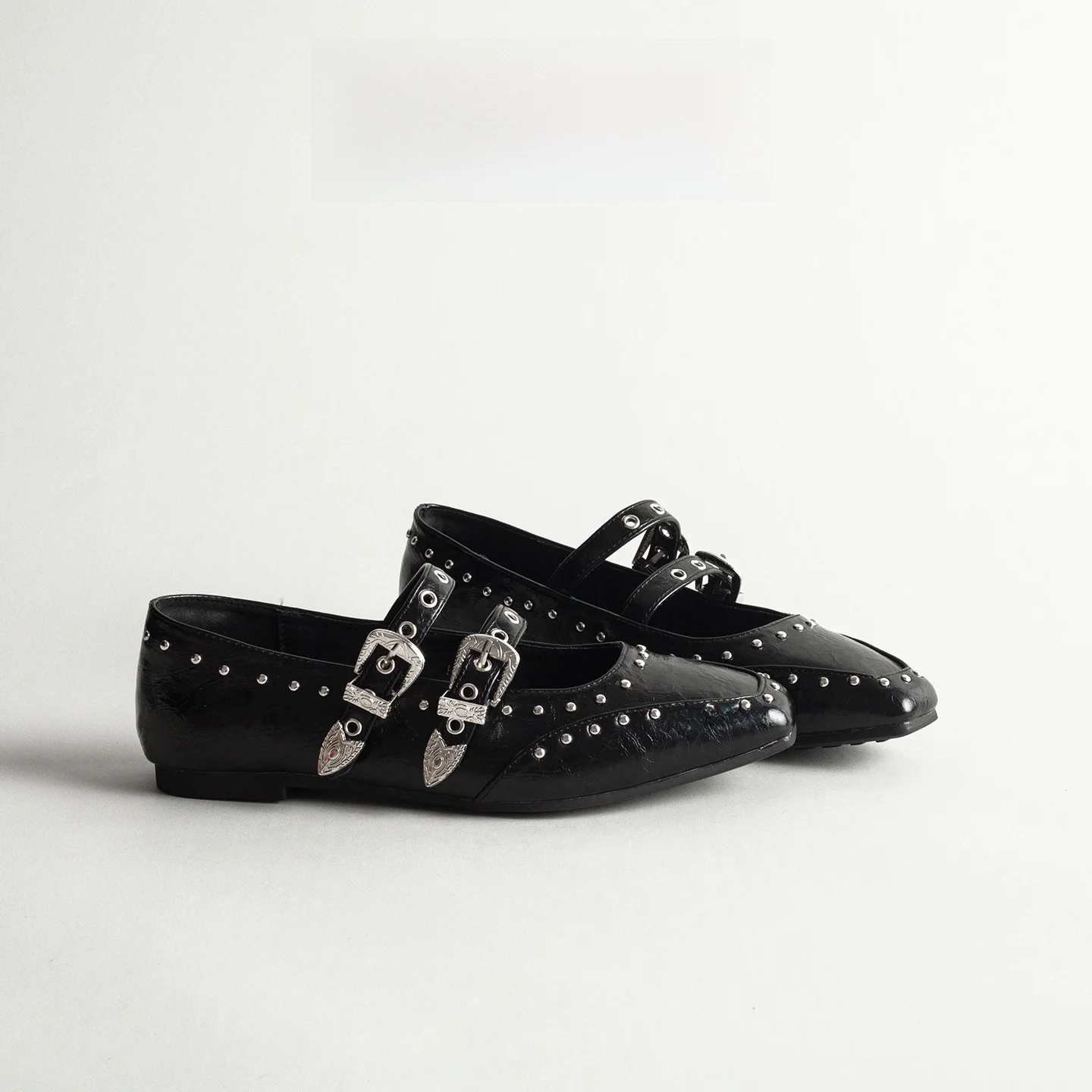 retro-punk-style-rivet-mary-jane-shoes-women's-fashionable-casual-flat-bottom-ballet-flats-leather-lightweight-slip-on