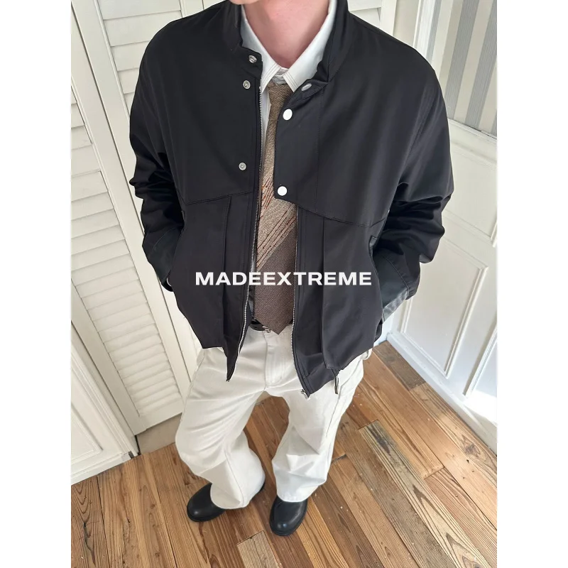 

EME Stand Collar Tailored Design Jacket Autumn Retro Casual Old Money Style High-end Coat for Men and Women