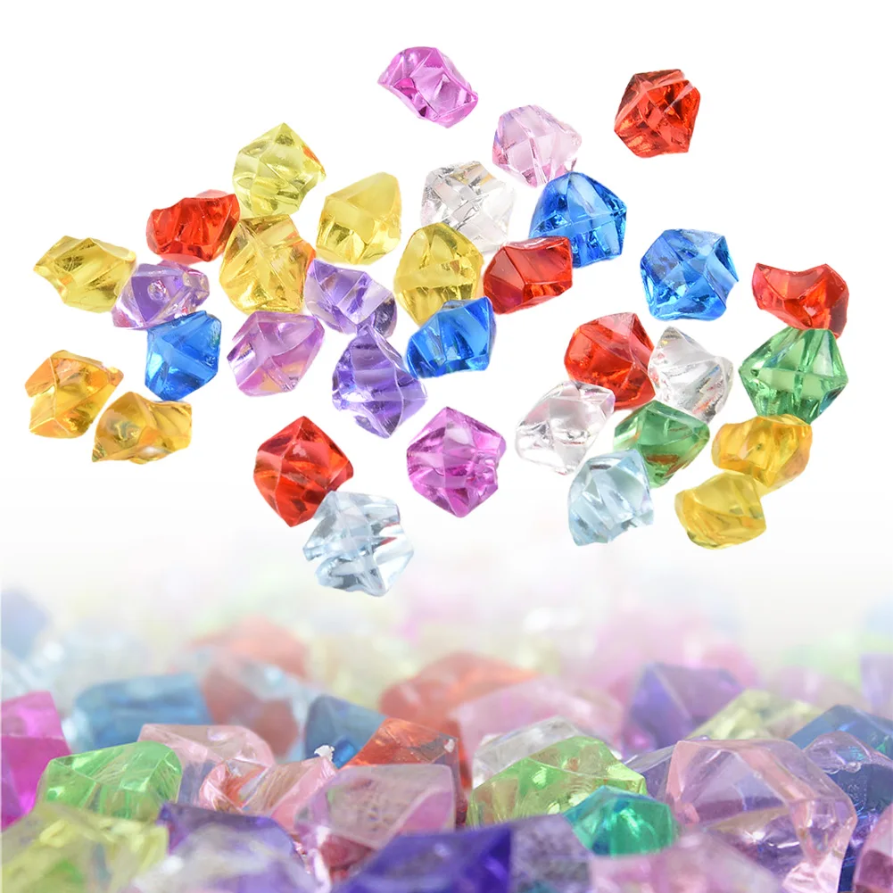 200PCS Acrylic Stone Acrylic Gem Stone Kid Mixed Color Ornaments Vase Wedding Party 6*9mm Accessories DIYJewelry Decor