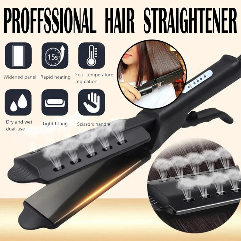 

Portable hair straightener with four temperature Settings, ceramic tourmaline, ion flat iron and wide panel shaping tool