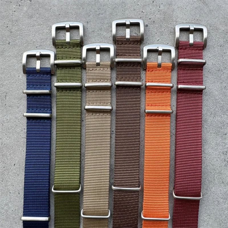 Hot Sale 20MM Woven Sport Watch Bands Black Grey Bond Brown Orange Army Fabric Nylon Watch Strap for Citizen for Tissot