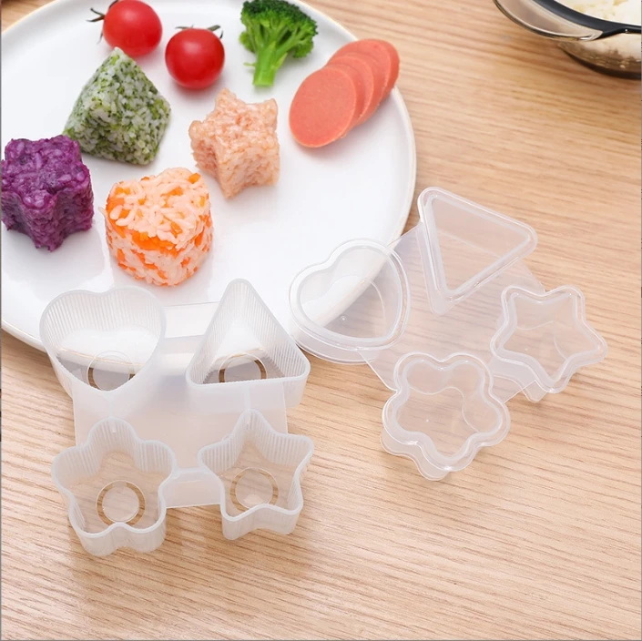 4pcs DIY Press Sushi Mold Onigiri Rice Ball Food Press Mould Maker Tool Kimbap Bento Machine Moulds Gadget Kitchen Accessories