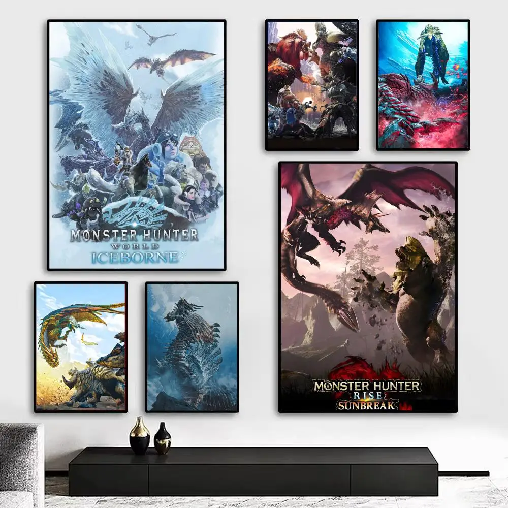 Anime M-Monster H-HunteR W-Wilds Poster Art print wall decor ideal for living room, bedroom, bar, parlor, and home gifting