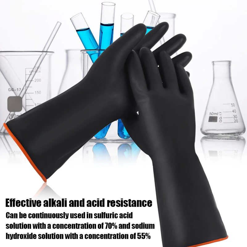 35/45/55 سنتيمتر قفازات سوداء الثقيلة قفازات مطاطية حمض القلويات مقاومة كيميائية سلامة العمل لصناعة العمل قفازات واقية