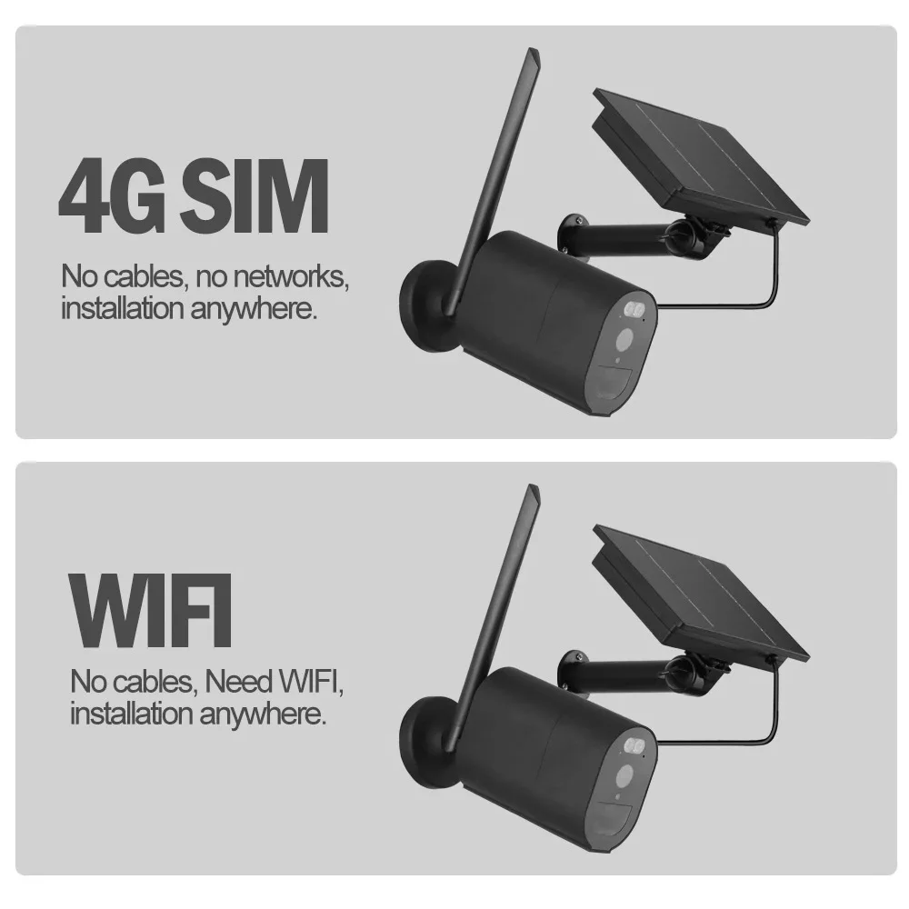 4G SIM كاميرا تعمل بالطاقة الشمسية واي فاي أمن الوطن في الهواء الطلق 1080P HD PIR كشف اللون للرؤية الليلية مراقبة لوحة طاقة شمسية بطارية الكاميرا #5