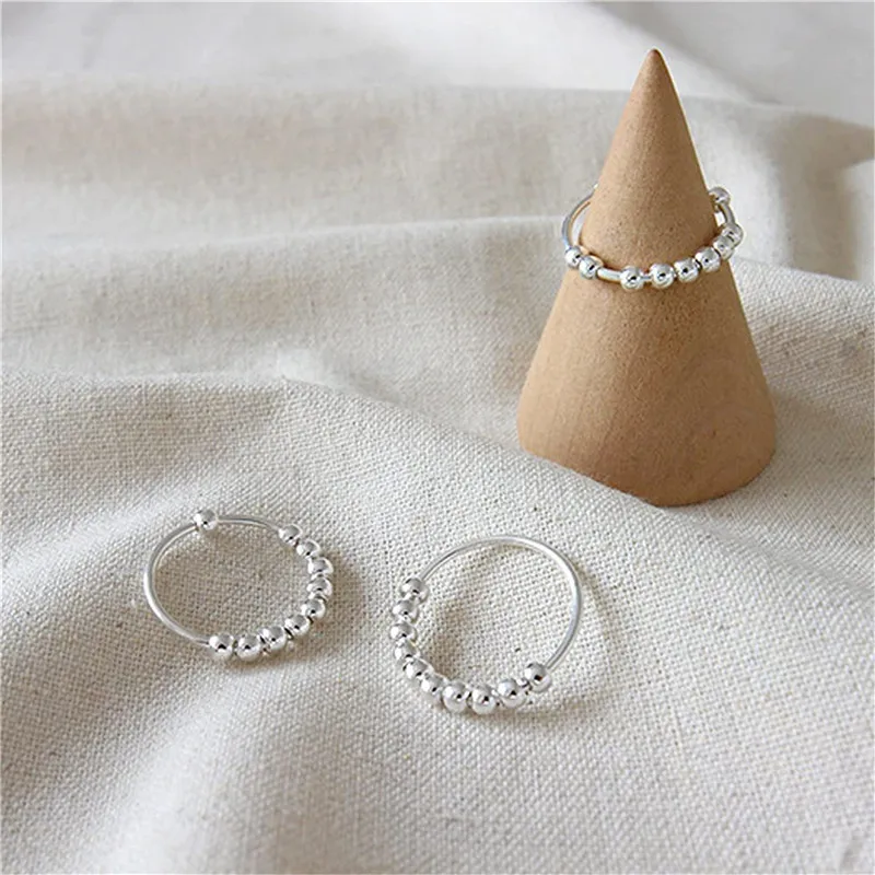 Creative Decompression Ring Can Be Rotated Beads Bead Ring Personalized Fashion Niche Beads To Relieve Anxiety Finger Ring