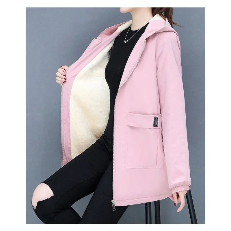 Women's Fashionable, Simple, Thick, Warm Cotton Jacket for Women, Comfortable, Casual, Versatile, Slimming and Loose Hooded Top