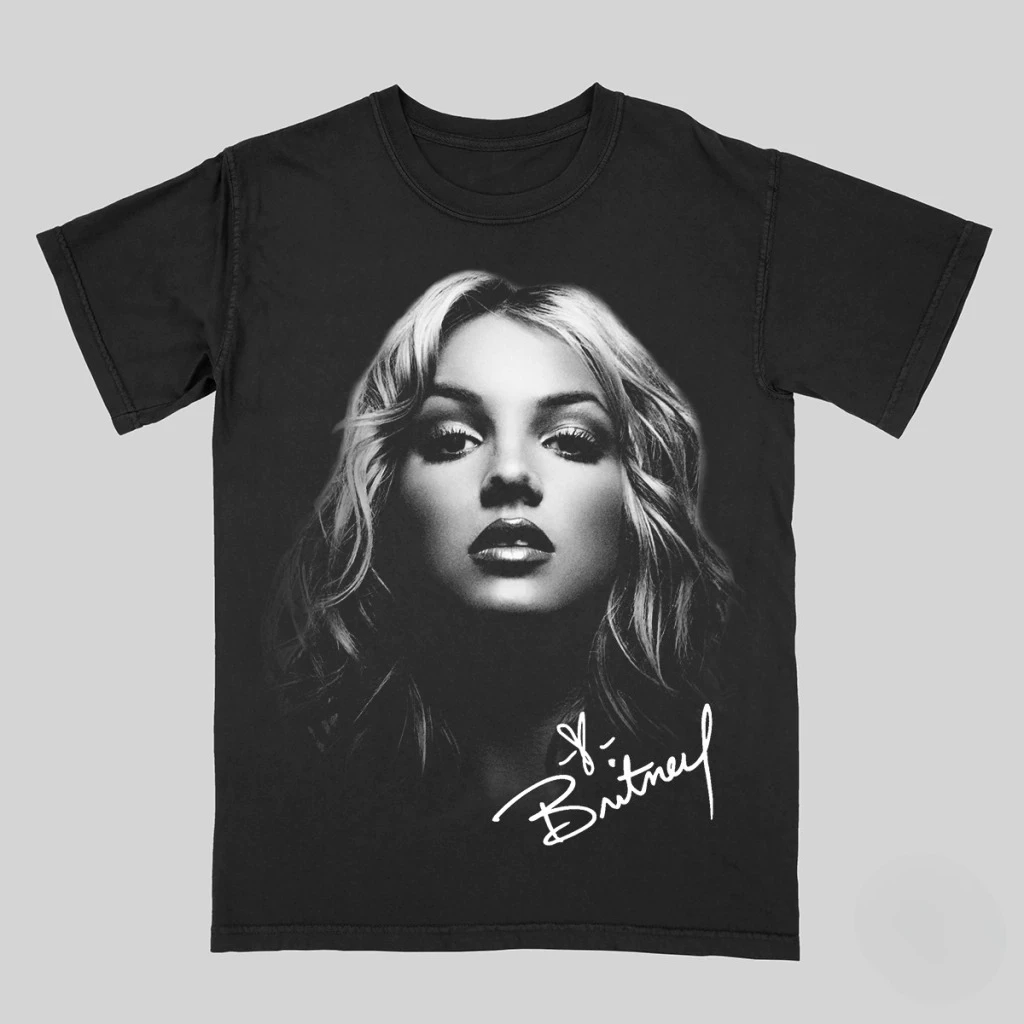 Britney Spears-Camiseta 100% de algodón para hombre, camisas con estampado de retrato Y2k con cuello redondo, ropa de calle de moda Hip Hop de verano, camiseta de alta calidad