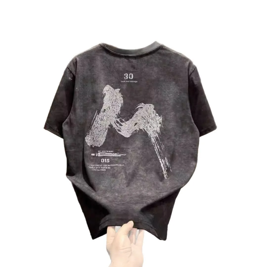 Men's 2026 New Spring and Summer Printed Letter Crew Neck Bottom Shirt Men's