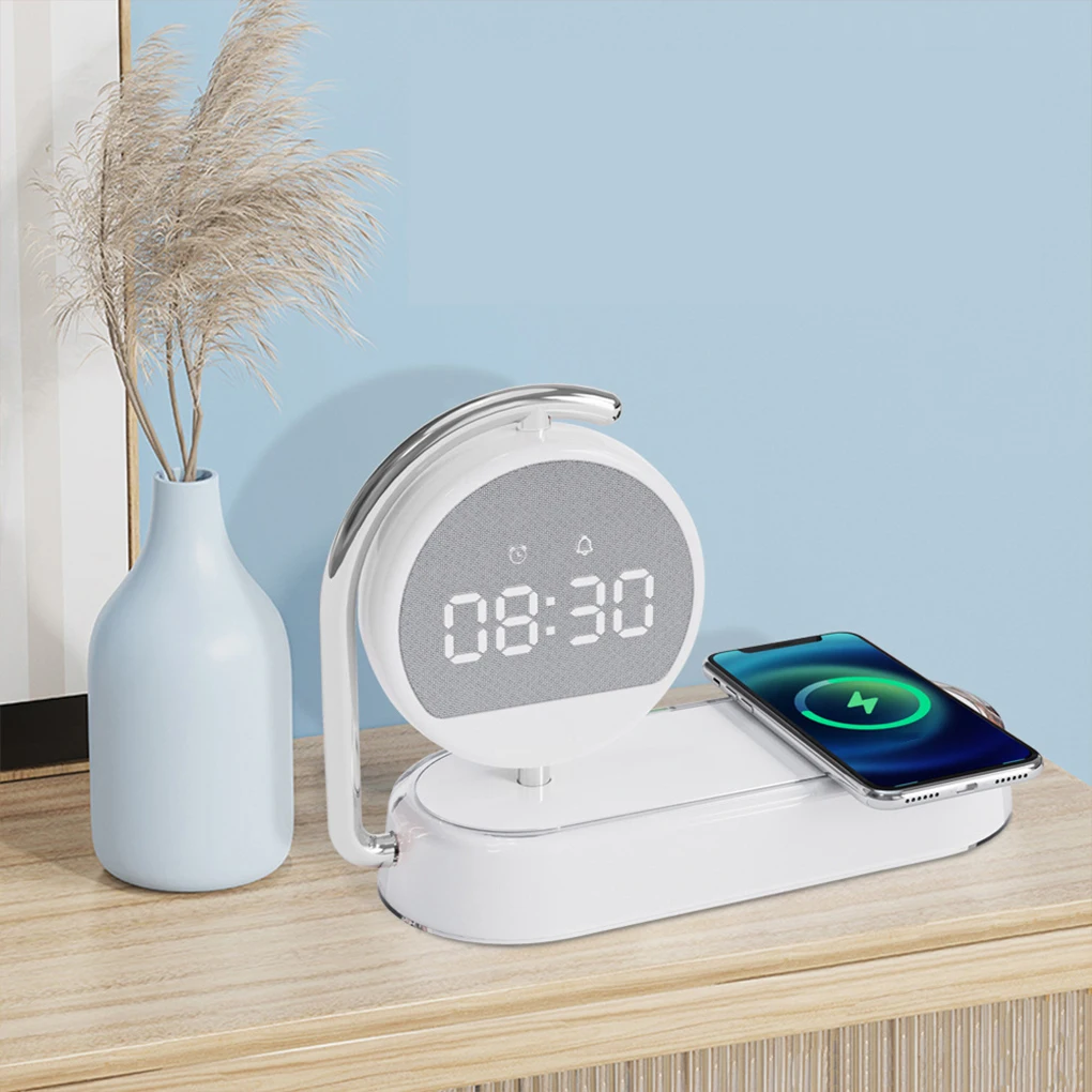 Wireless Charger Clock Lamp Touch Switch 360° Rotation Built-in Battery Protection Wireless Charging