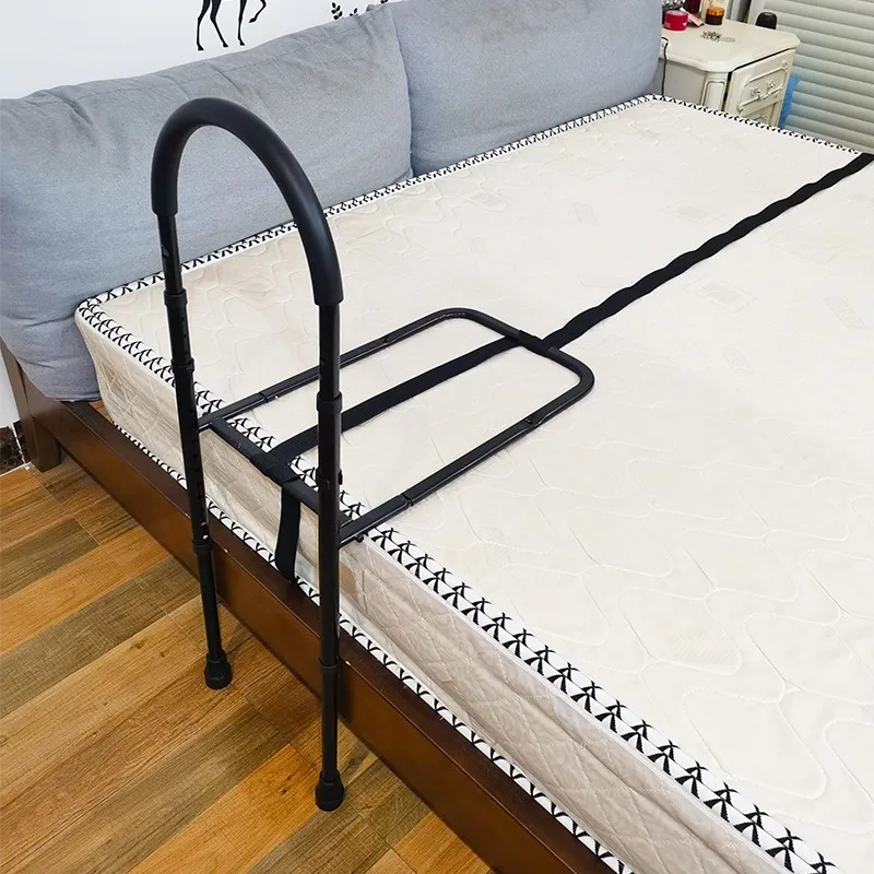حاجز مساعدة للسرير مع ارتفاع قابل للتعديل - شريط مساعدة للسرير مع جيب تخزين - قضبان سرير لكبار السن #4