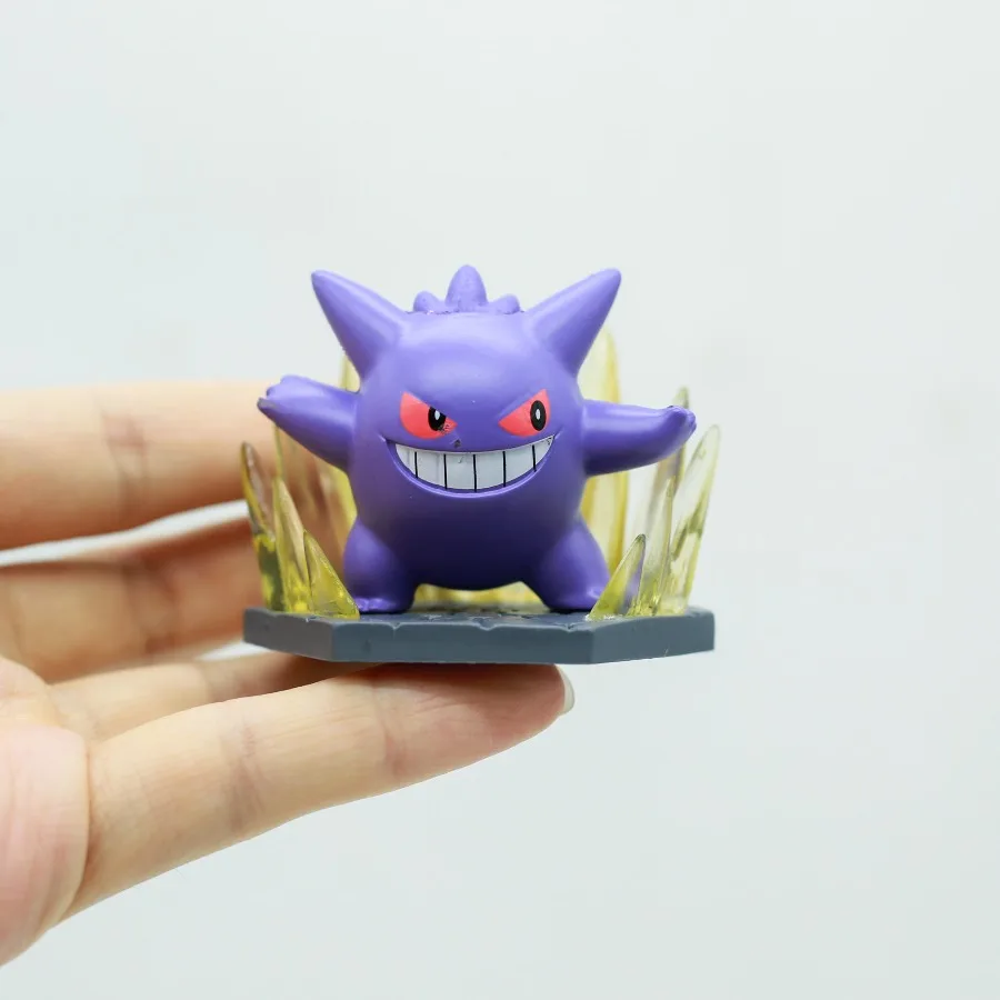 Genuino Pokemon escena de batalla Gengar Eevee fantasma tipo Vs tipo eléctrico juguetes de moda Anime figuras de acción de dibujos animados regalo de cumpleaños