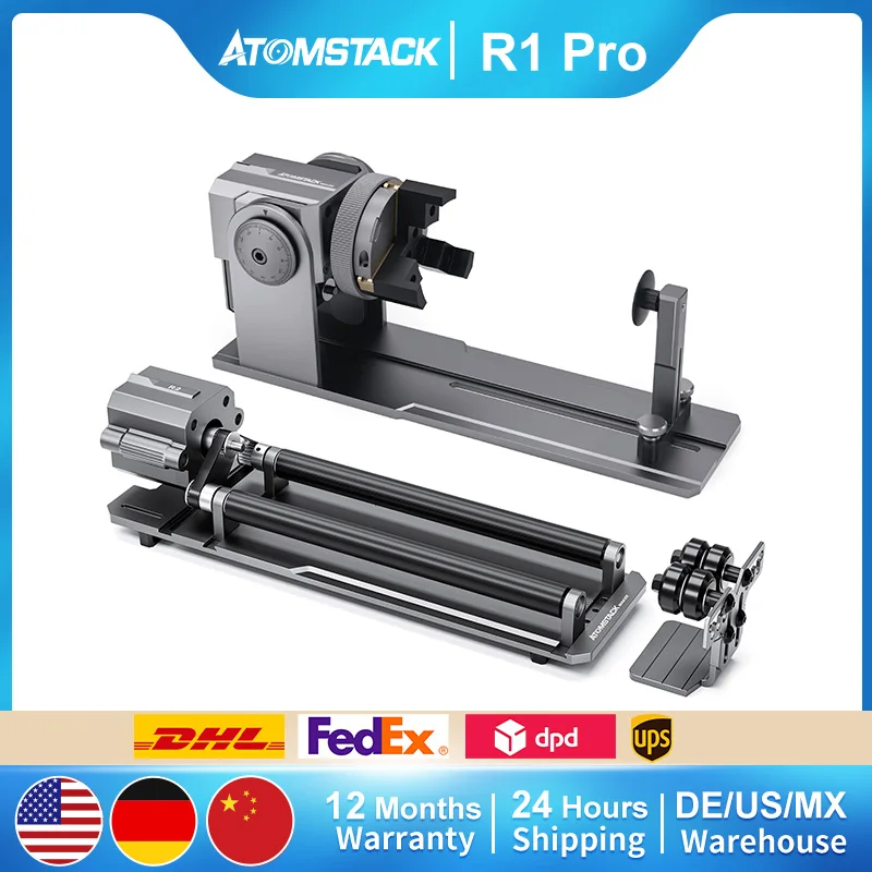 ATOMSTACK R1 Pro Multi-Function Chuck Rotary Roller For 95% CNC Laser Engraving Machine Carving Cylindrical Irregular Objects