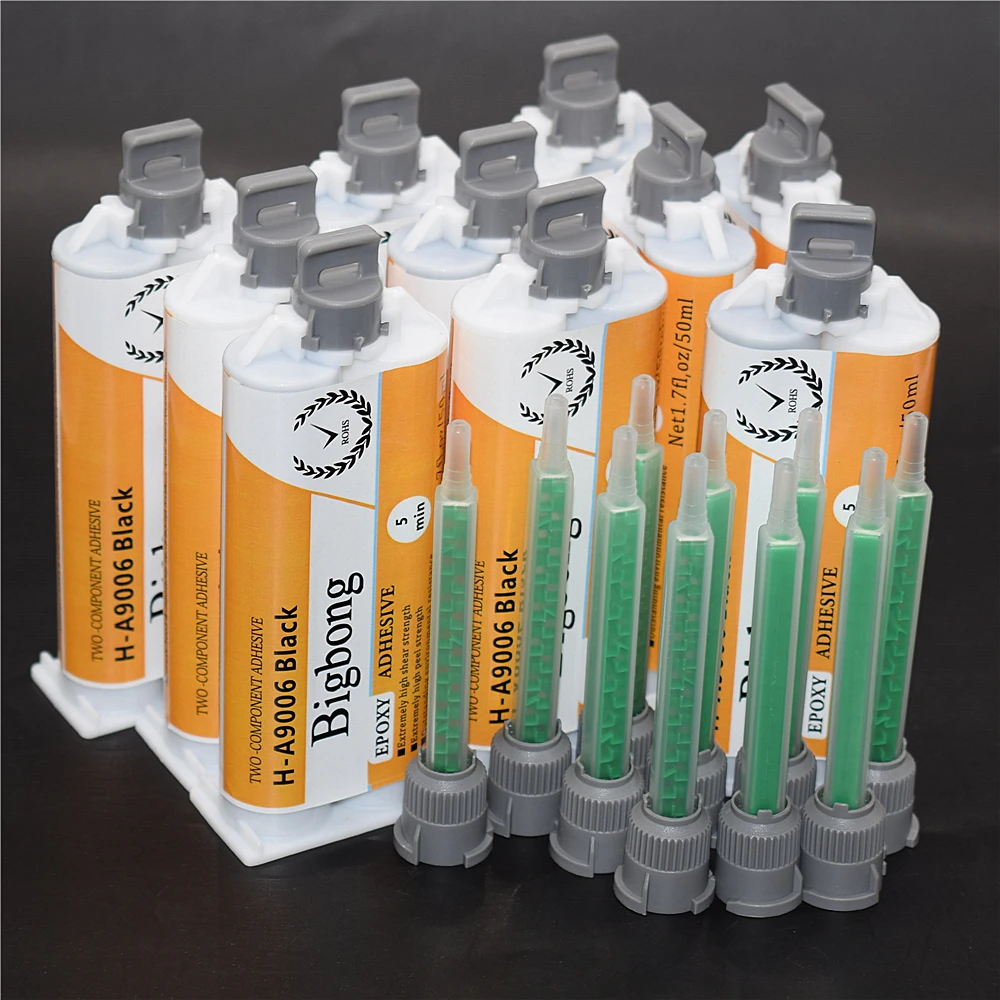 10 Stück Epoxidharz 50 ml AB-Kleber 1:1 schwarze Dichtungsklebstoffe Zweikomponenten-Strukturkleber-Set & 10 Stück 1:1 statische Mischdüsen – Detail 6