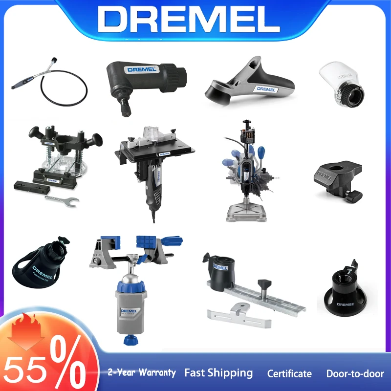 

DREMEL Rotary Tool Attachment Right Angle Converter Flex Shaft Grip Shield Router Table Cutter Guide Vise Kit Rotary Tool Holder