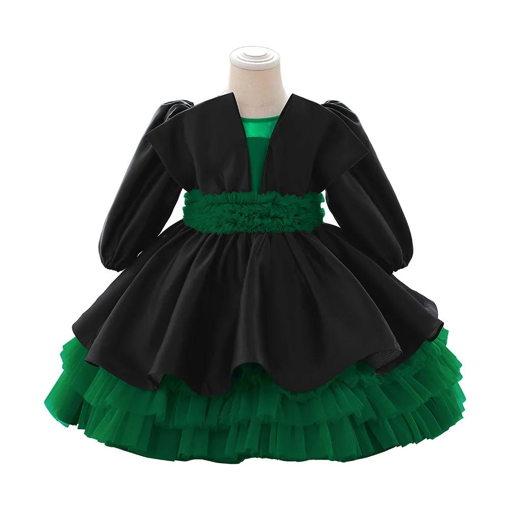 

New Infant Kids Dresses Girls Pleated Mesh Long Sleeve Princess Dress Banquet Dress Birthday Gift 12M-3T