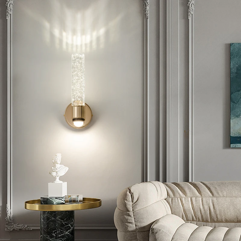 Modern LED COB Bubble crystal Wall lighting fixture for Home Study reading room stairwell Bathroom Mirror LED Crystal Wall Lamp image 6