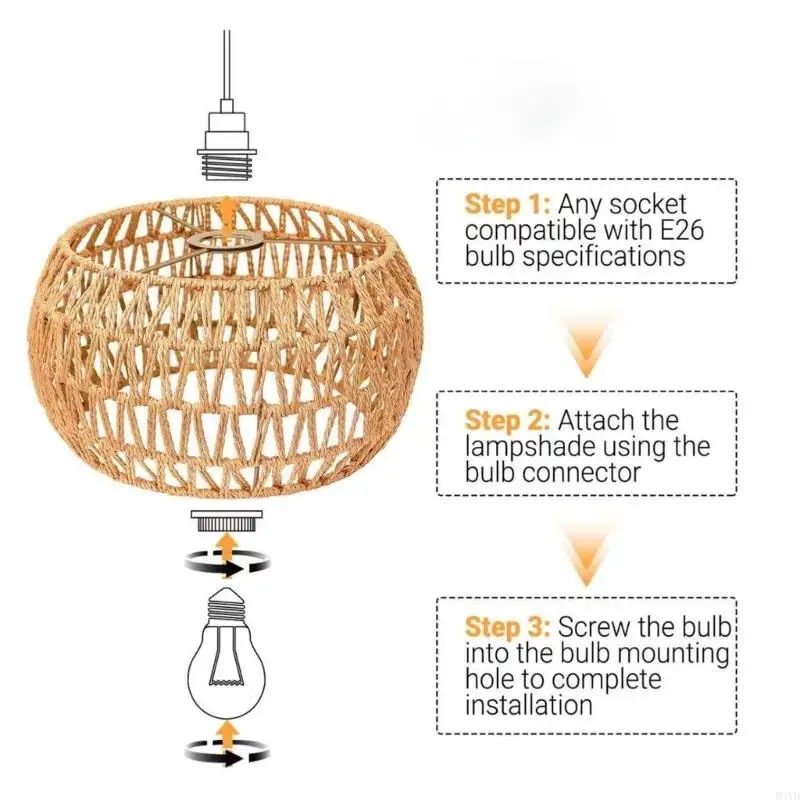 Recyclable Materials Hanging Lamp Covers Offering Ambients Paper Texture for Dining Areas and Quick Setup M4YD